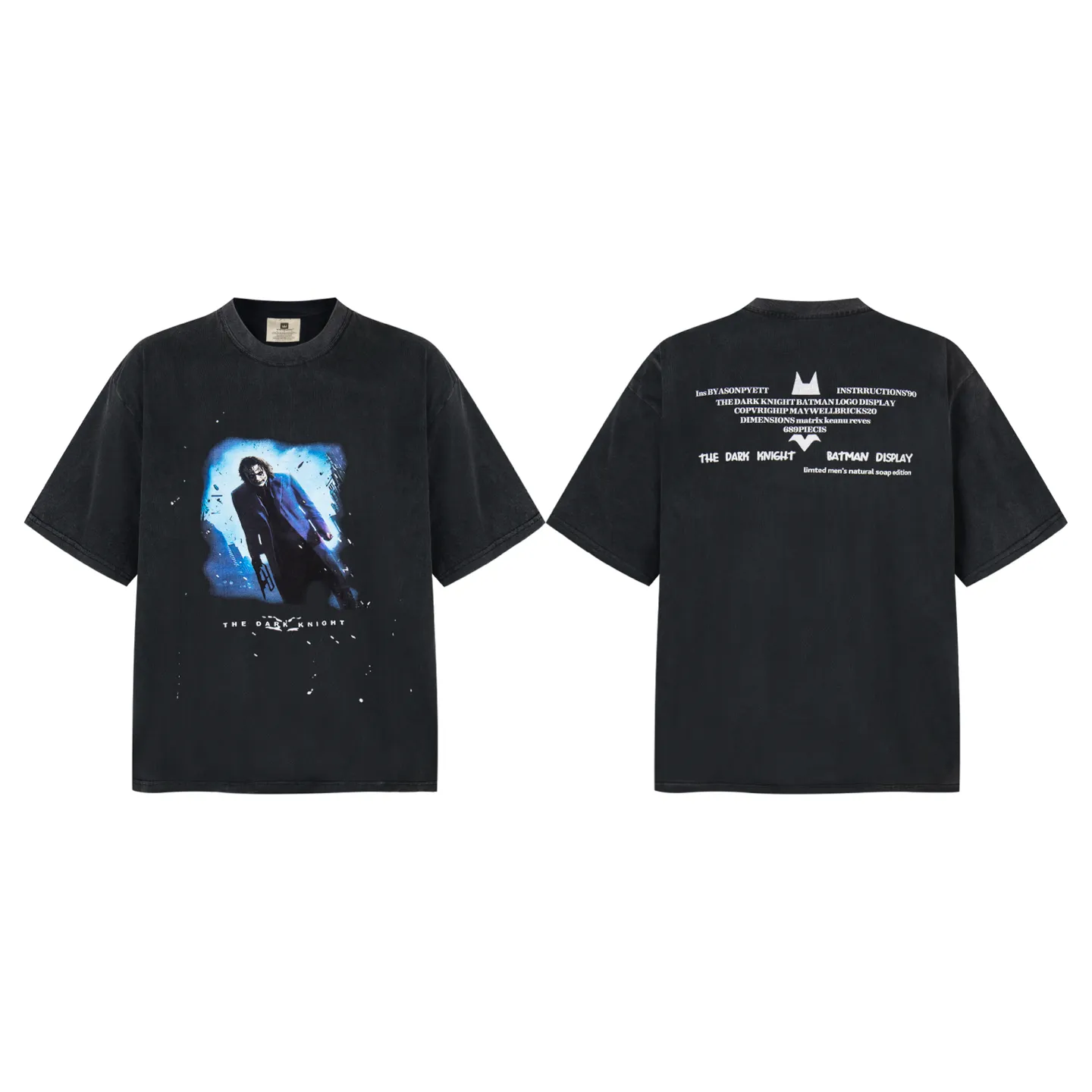 VT9270 P140💰 Saint Michael Dark Knight "Batman" direct-injection printing retro washed and distressed short-sleeved T-shirt small neck design digital direct-injection printing high street retro heavy Vintage short-sleeved size: S M L XL